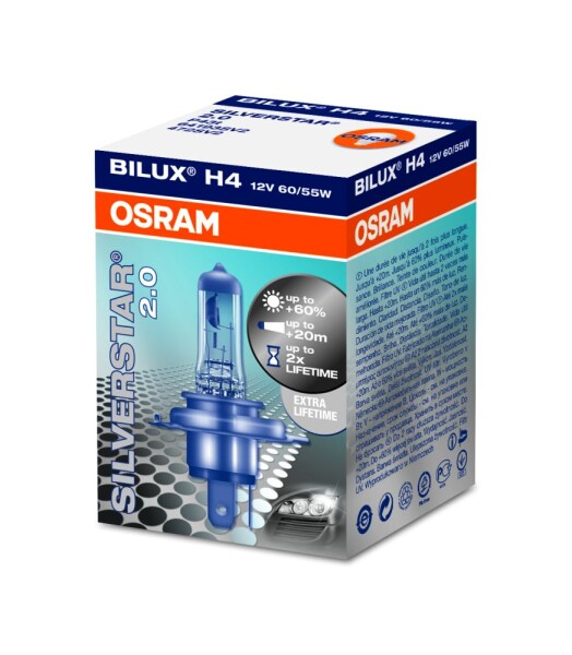 Osram SILVERSTAR® 2.0   H4, Halogen 12V, 1er Faltschachtel - 64193SV2
