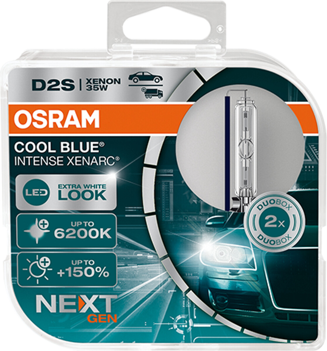 Osram COOL BLUE INTENSE D2S NextGen. 6200K +150%, Xenon 12V+24V, DUOBOX - 66240CBN-HCB