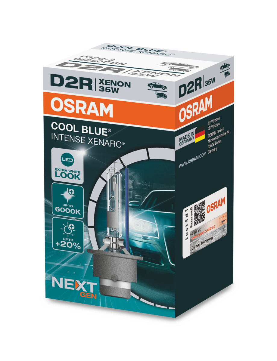 Osram COOL BLUE INTENSE D2R NextGen. 6000K +20%, Xenon 12V+24V, 1er Falschachtel - 66250CBN