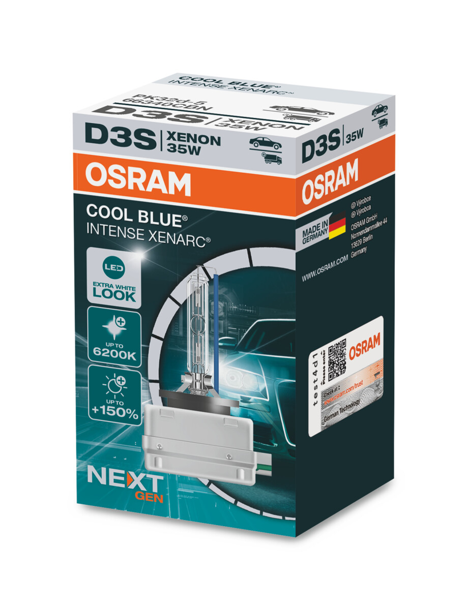 Osram COOL BLUE INTENSE D3S NextGen. 6200K +150%, Xenon 12V+24V, 1er Falschachtel - 66340CBN