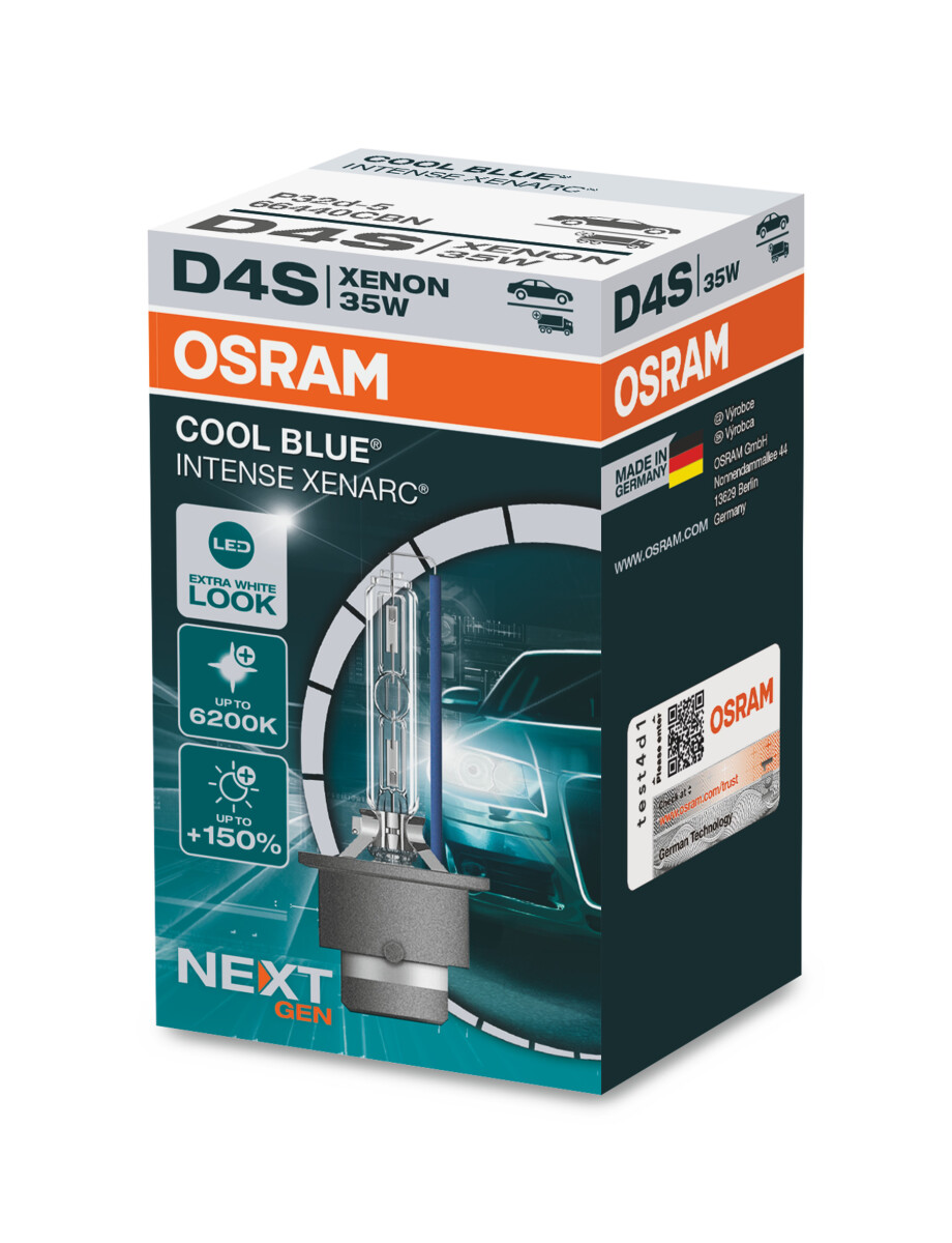 Osram COOL BLUE INTENSE D4S NextGen. 6200K +150%, Xenon 12V+24V, 1er Falschachtel - 66440CBN