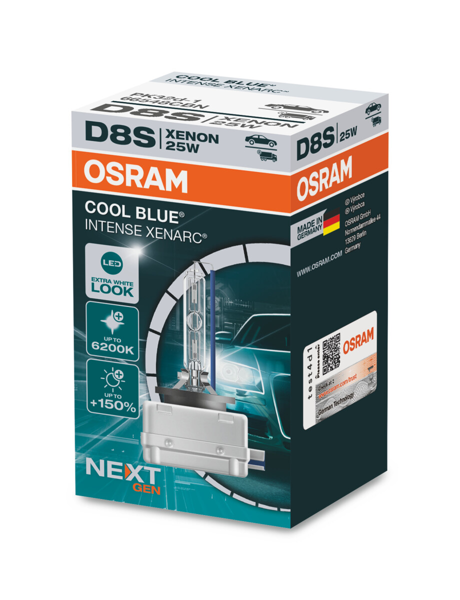 Osram COOL BLUE INTENSE D8S NextGen. 6200K +150%, Xenon 12V+24V, 1er Falschachtel - 66548CBN