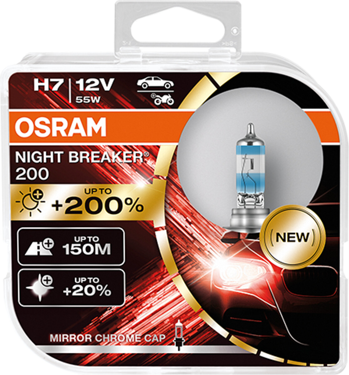 Osram NIGHT BREAKER 200 H7 + 200%, Halogen 12V, DUOBOX - 64210NB200-HCB