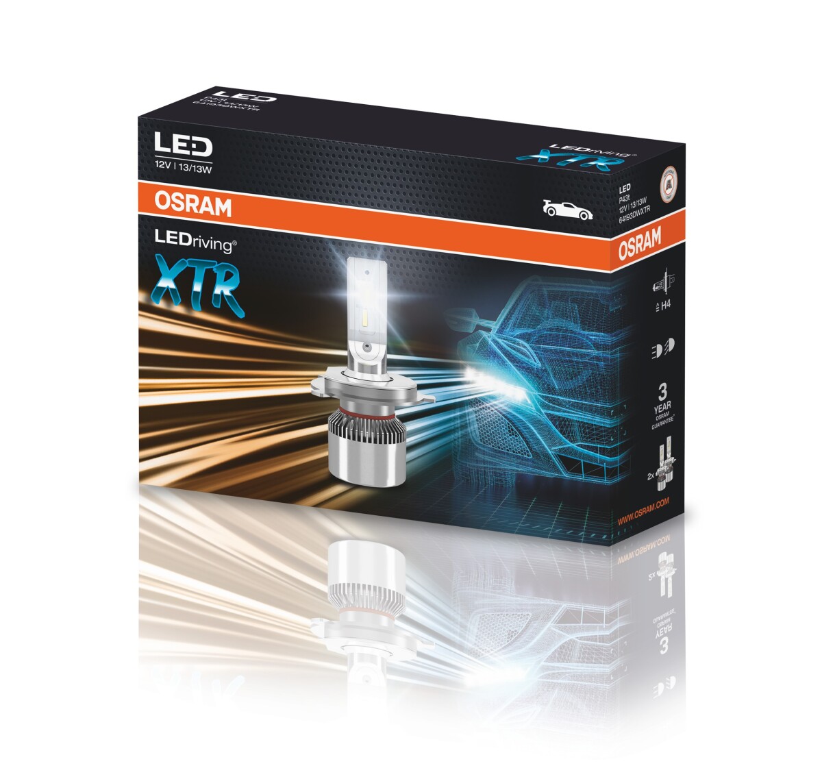 LEDriving XTR H4 12V 13/13W P43t 6000K Cool White 2St OSRAM