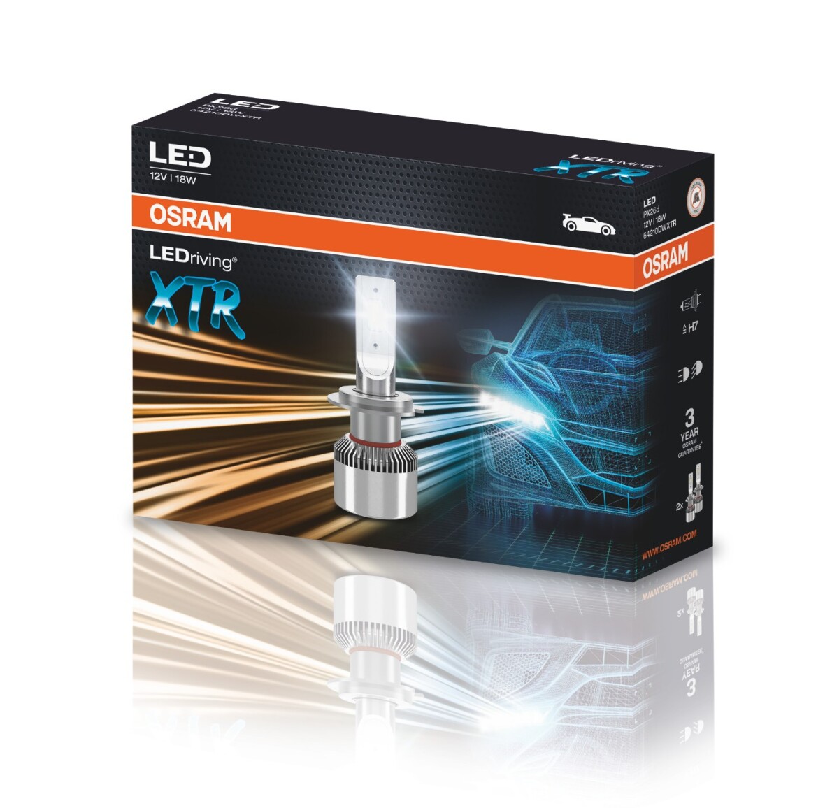 LEDriving XTR H7 12V 18W PX26d 6000K Cool White 2St OSRAM