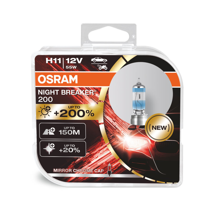 H11 12V 55W PGJ19-2 NIGHT BREAKER 200 +200% 2 St. OSRAM
