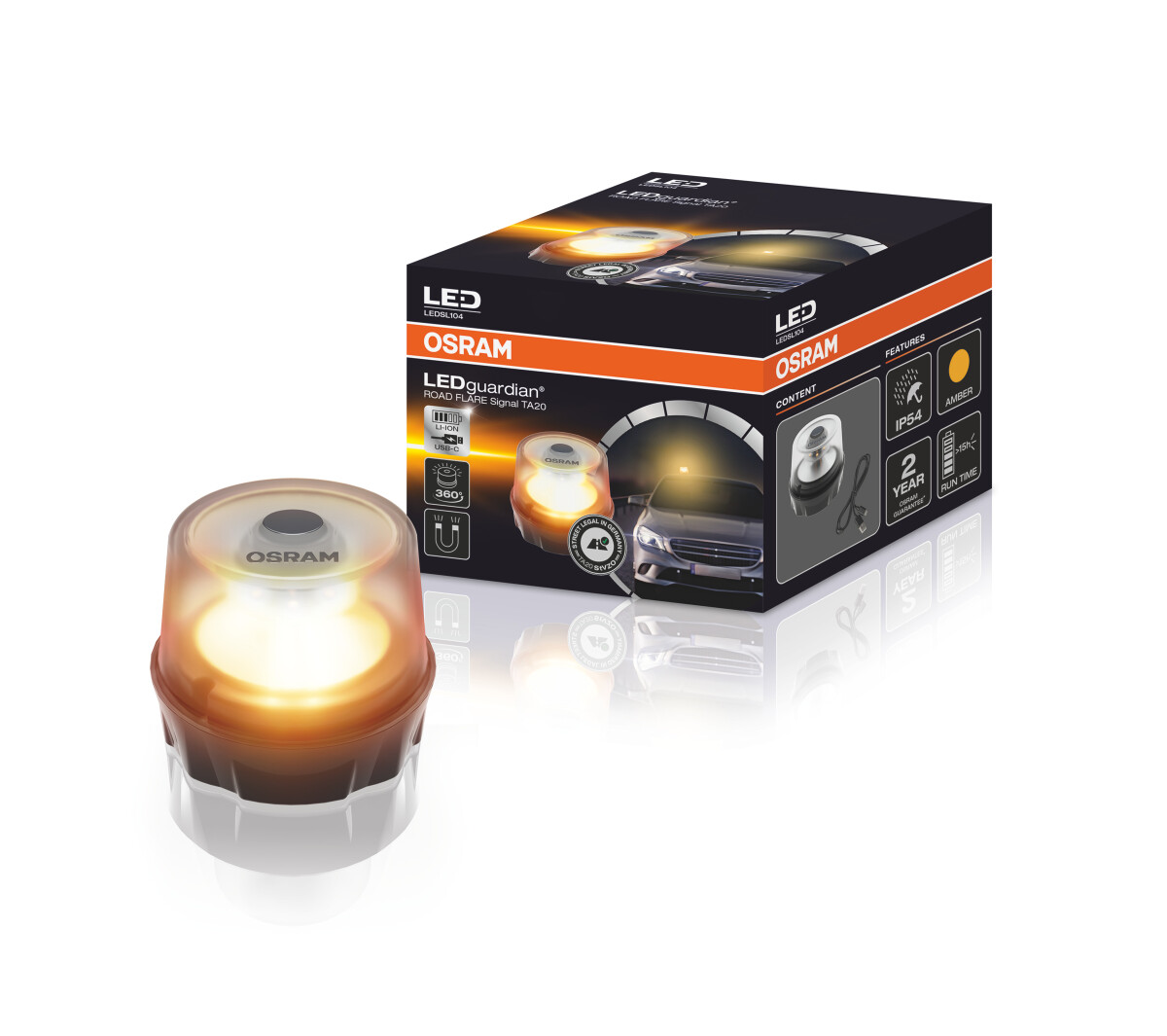 LEDGuardian Road Flare Signal TA20 Warn- Notleuchte / Taschenlampe 1st. OSRAM