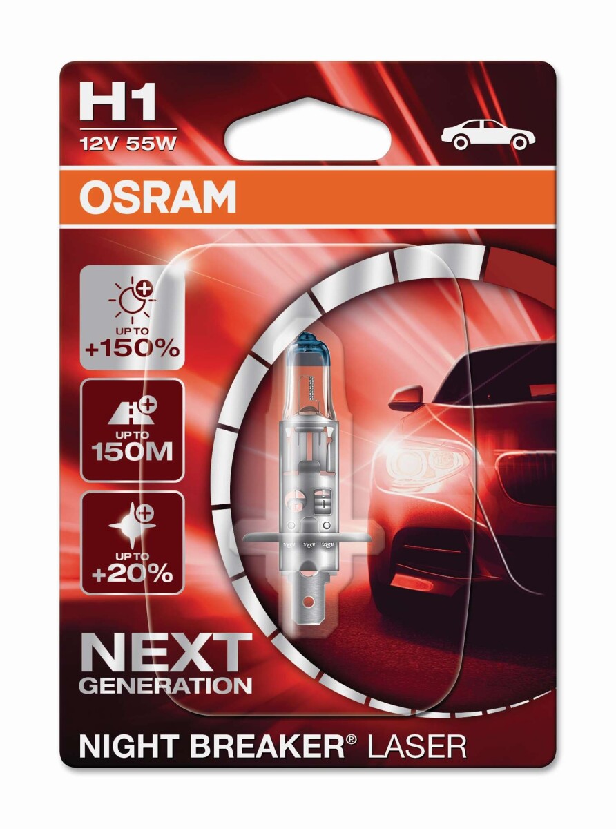 H1 12V 55W P14.5s NIGHT BREAKER LASER +150% mehr Helligkeit 1 st. OSRAM