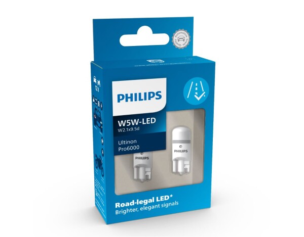 LED W5W 12V 0,9W Ultinon Pro6000 mit Straßenzulassung 6000K 2 St. Philips