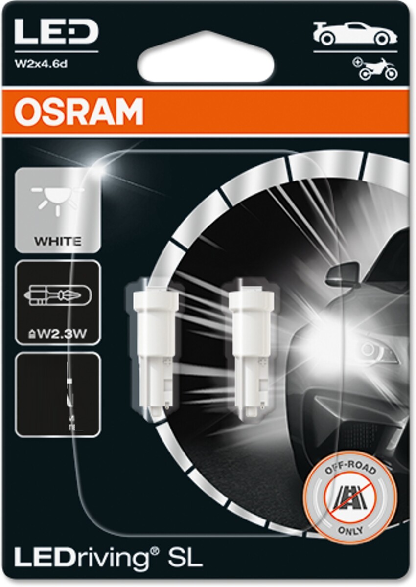 LEDriving SL W2.3W W2x4.6d 0.25W 12V 6000K 25 lm White 2 St. OSRAM