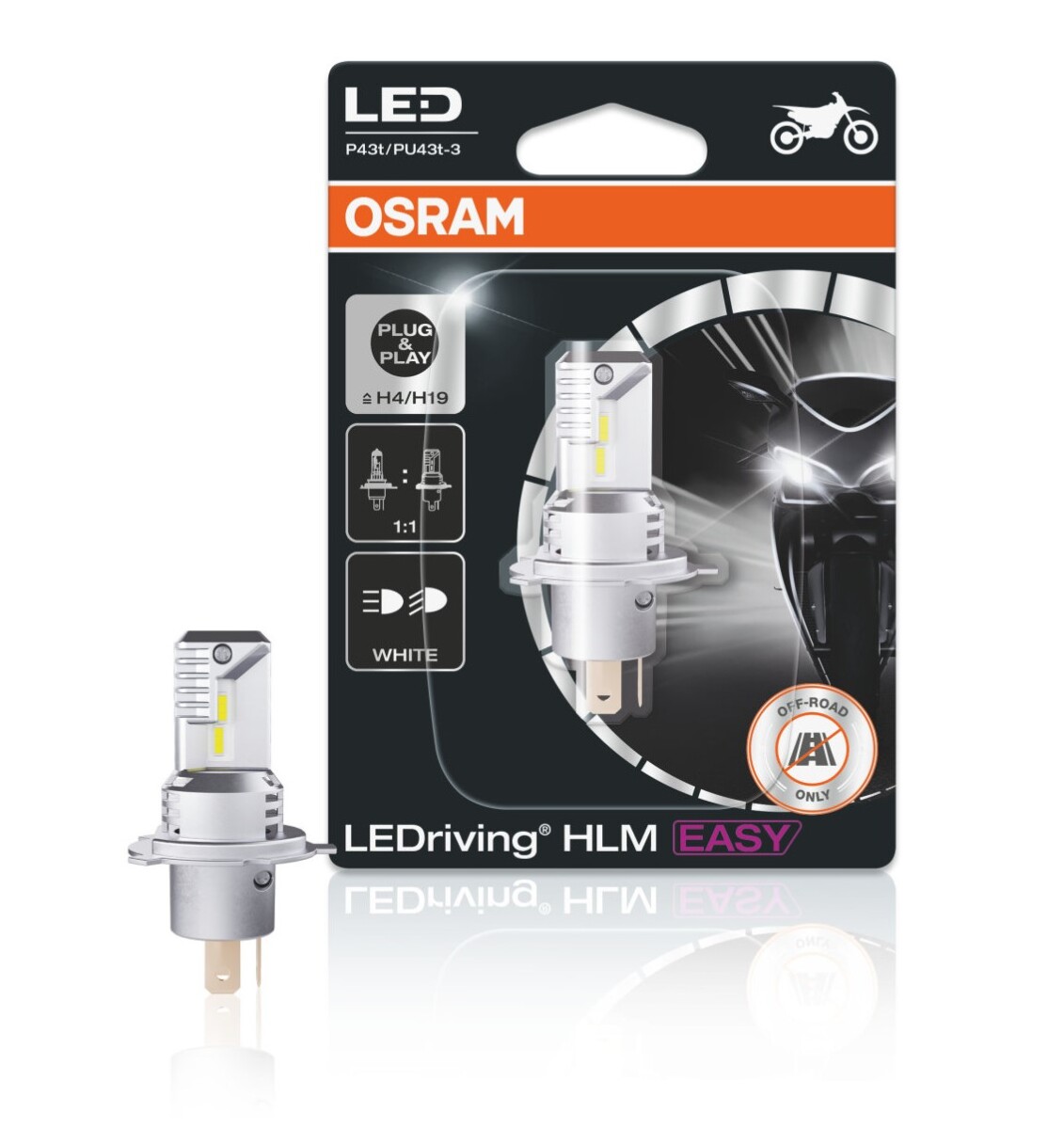 LEDriving HLM EASY H4/H19 12V 19W P43t/PU43t-3 6500K White 1St. Blister OSRAM