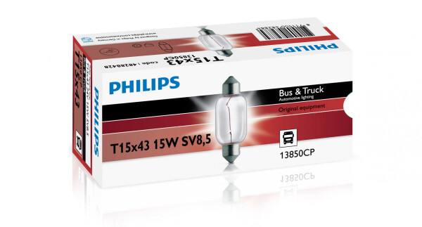 PHILIPS 13850CP - SV8.5 24V 15W T15x43mm Soffitte lang 1 Stk.