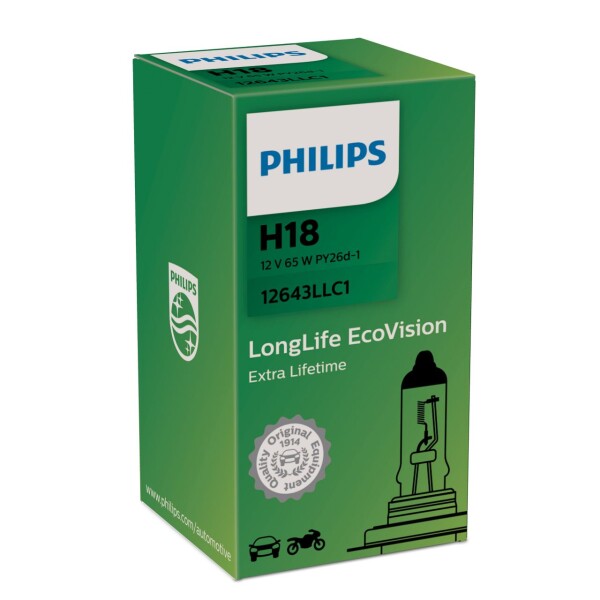 PHILIPS 12643LLC1 - H18 12V 65W PY26d-1 LongLife 1 Stk.