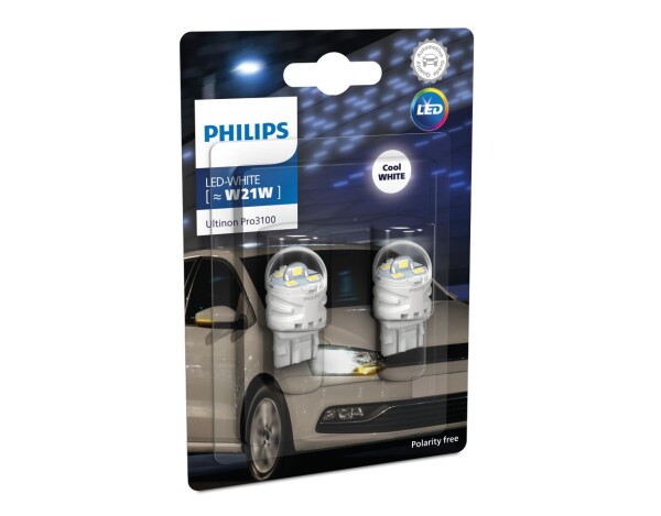 PHILIPS 11065CU31B2 - LED W21W 12V 2.2W W3x16d Ultinon Pro 3100 6000K 2Stk.