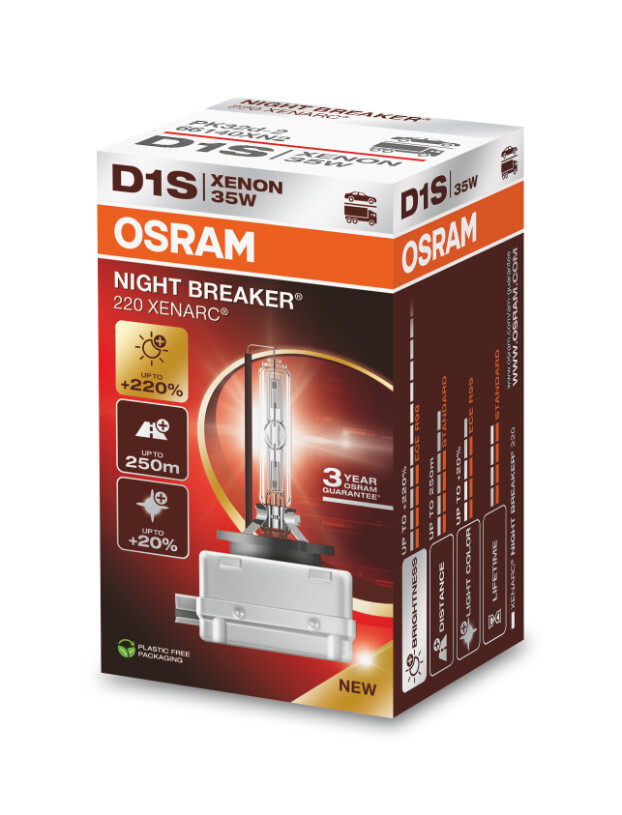 OSRAM 66140XN2 - D1S 35W XENARC NIGHT BREAKER LASER +220% 3 Jahre Garantie* 1 Stk.