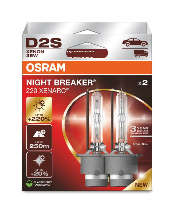 OSRAM 66240XN2-2HB - D2S 35W XENARC NIGHT BREAKER LASER +220% 3 Jahre Garantie* 2 Stk.