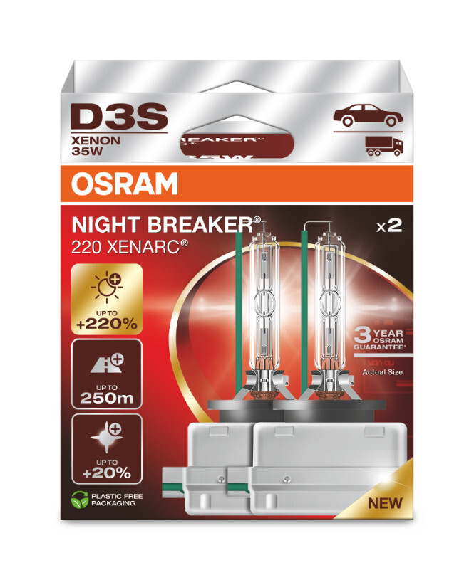 OSRAM 66340XN2-2HB - D3S 35W XENARC NIGHT BREAKER LASER +220% 3 Jahre Garantie* 2 Stk.