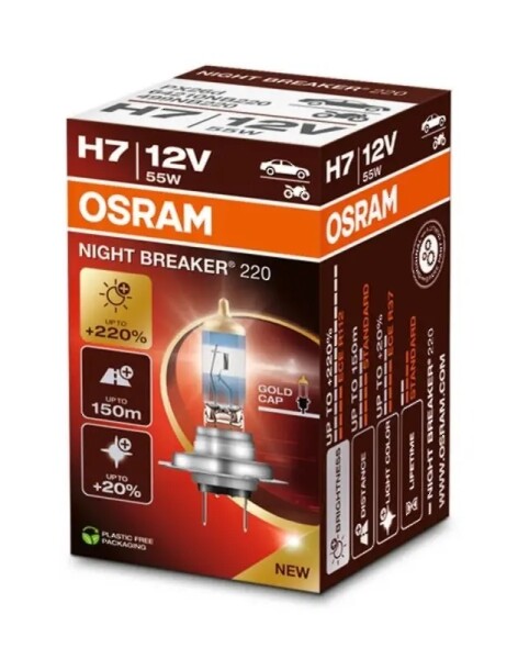 OSRAM 64210NB220 - H7 12V 55W PX26d NIGHT BREAKER® 220 +220% 1 Stk.