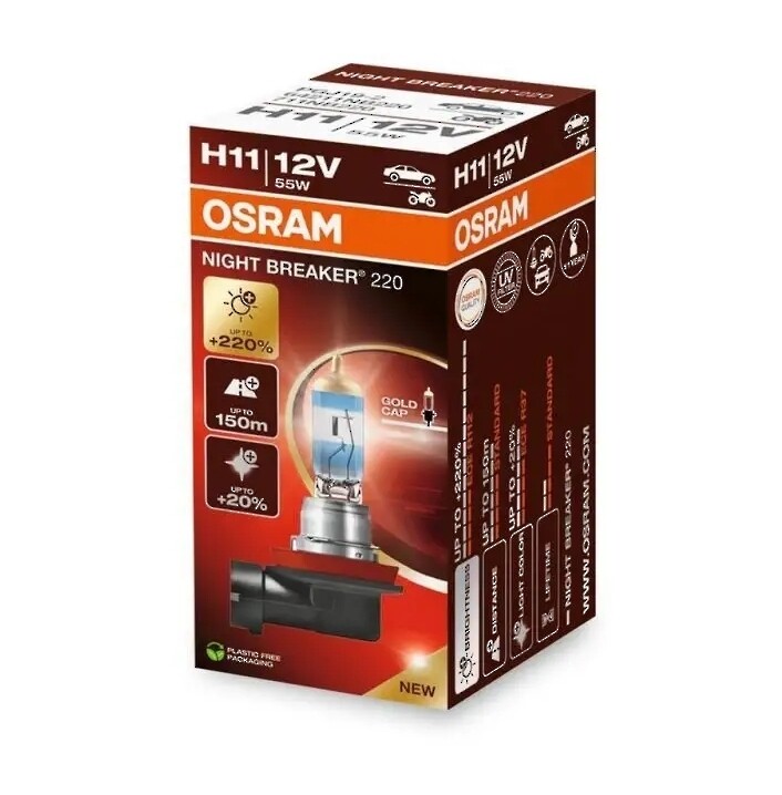 OSRAM 64211NB220 - H11 12V 55W PGJ19-2 NIGHT BREAKER 220 +220% 1 Stk.