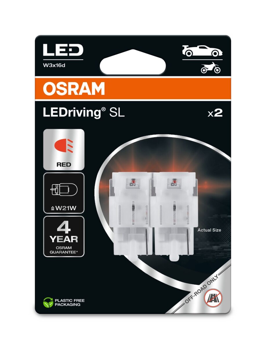 OSRAM 7505DRP-2BL - W21W LEDriving SL Red 12V Blister 2 Stk.