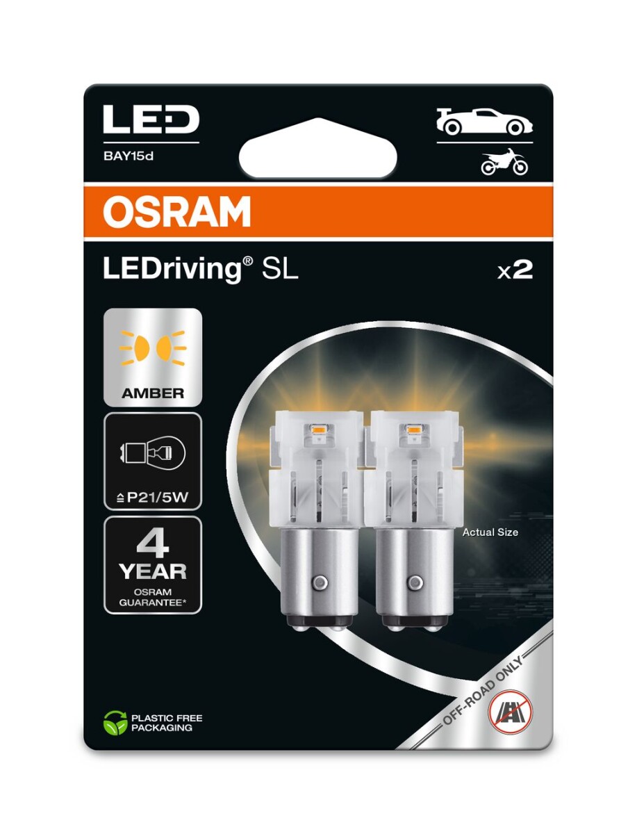 OSRAM 7528DYP-2BL - P21/5W LEDriving SL Amber 12V Blister 2 Stk.