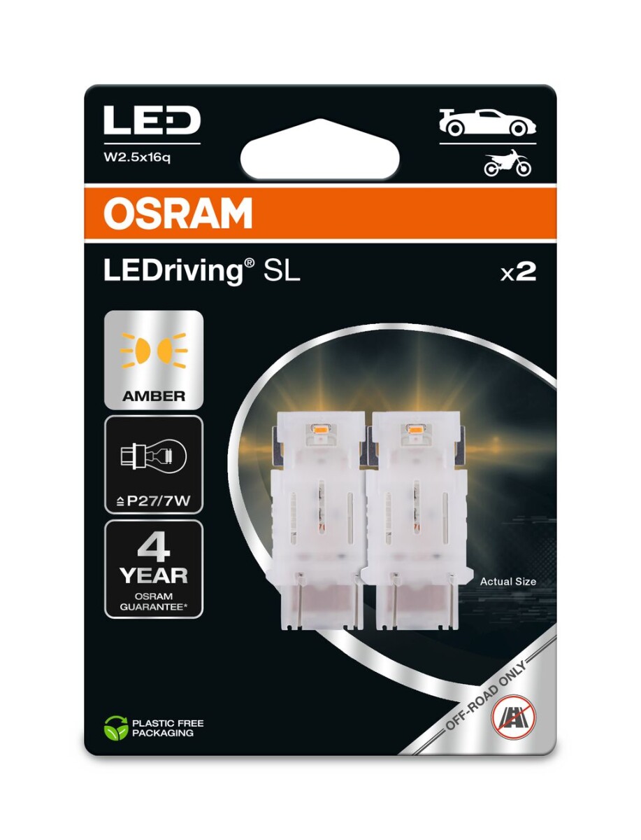 OSRAM 3157DYP-2BL - P27/7W LEDriving SL Amber 12V Blister 2 Stk.