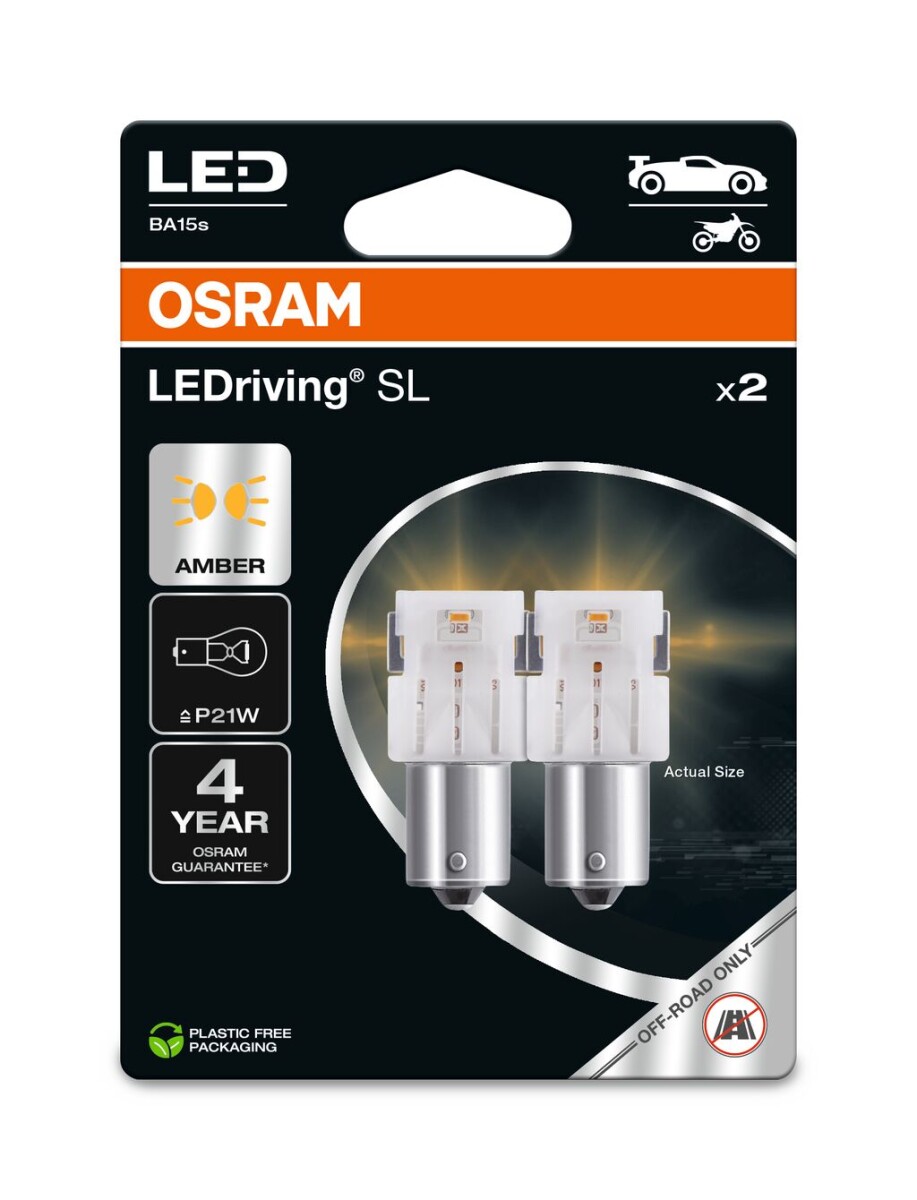 OSRAM 7506DYP-2BL - P21W LEDriving SL Amber 12V Blister 2 Stk.