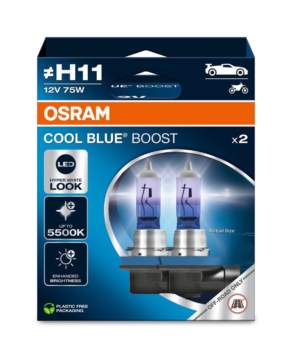 OSRAM 62211CBB-2HB - H11 12V 75W PGJ19-2 COOL BLUE BOOST 5500K 2Stk. - (NO ECE)