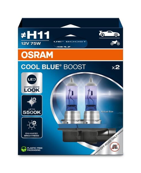 OSRAM 62211CBB-2HB - H11 12V 75W PGJ19-2 COOL BLUE BOOST 5500K 2Stk. - (NO ECE)