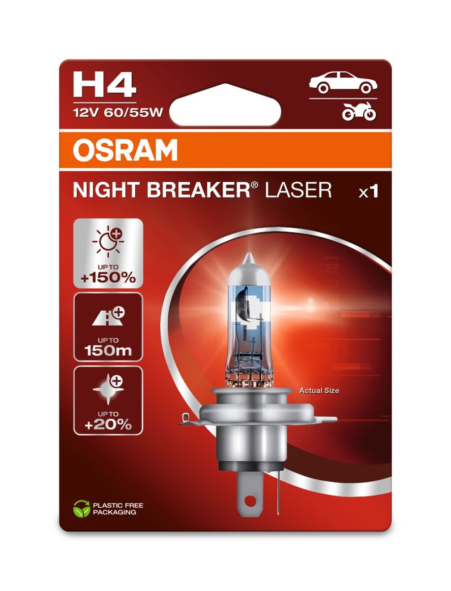 OSRAM 64193NL-1BL - H4 12V 60/55W P43t NIGHT BREAKER LASER +150% mehr Helligkeit 1Stk. Blister
