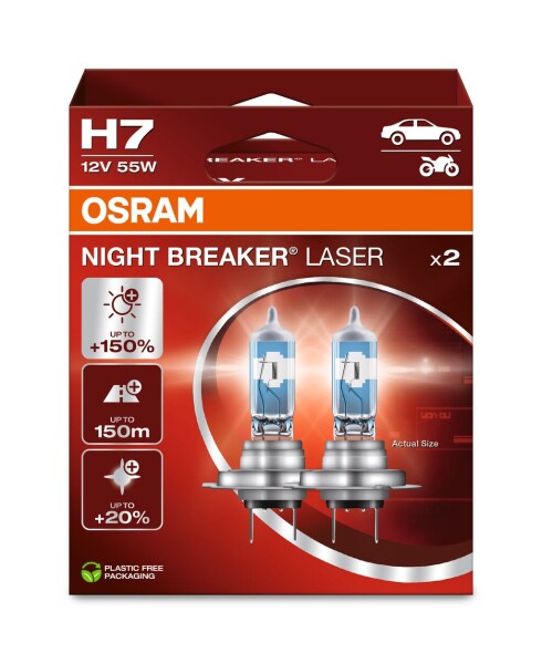 OSRAM 64210NL-2HB - H7 12V 55W PX26d NIGHT BREAKER® LASER +150% mehr Helligkeit 2 Stk.