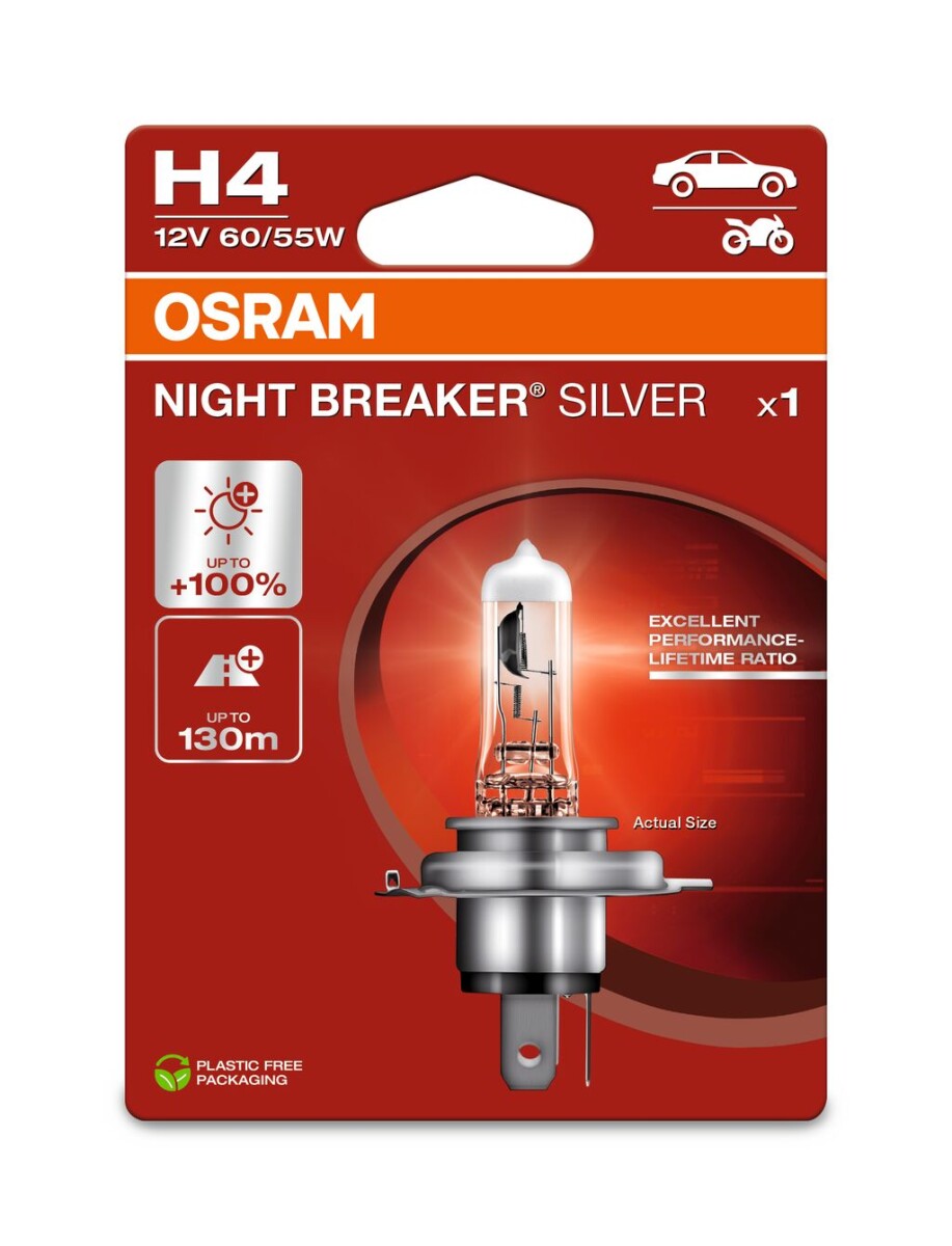 OSRAM 64193NBS-1BL - H4 12V 60/55W P43t NIGHT BREAKER SILVER +100% 1 Stk.