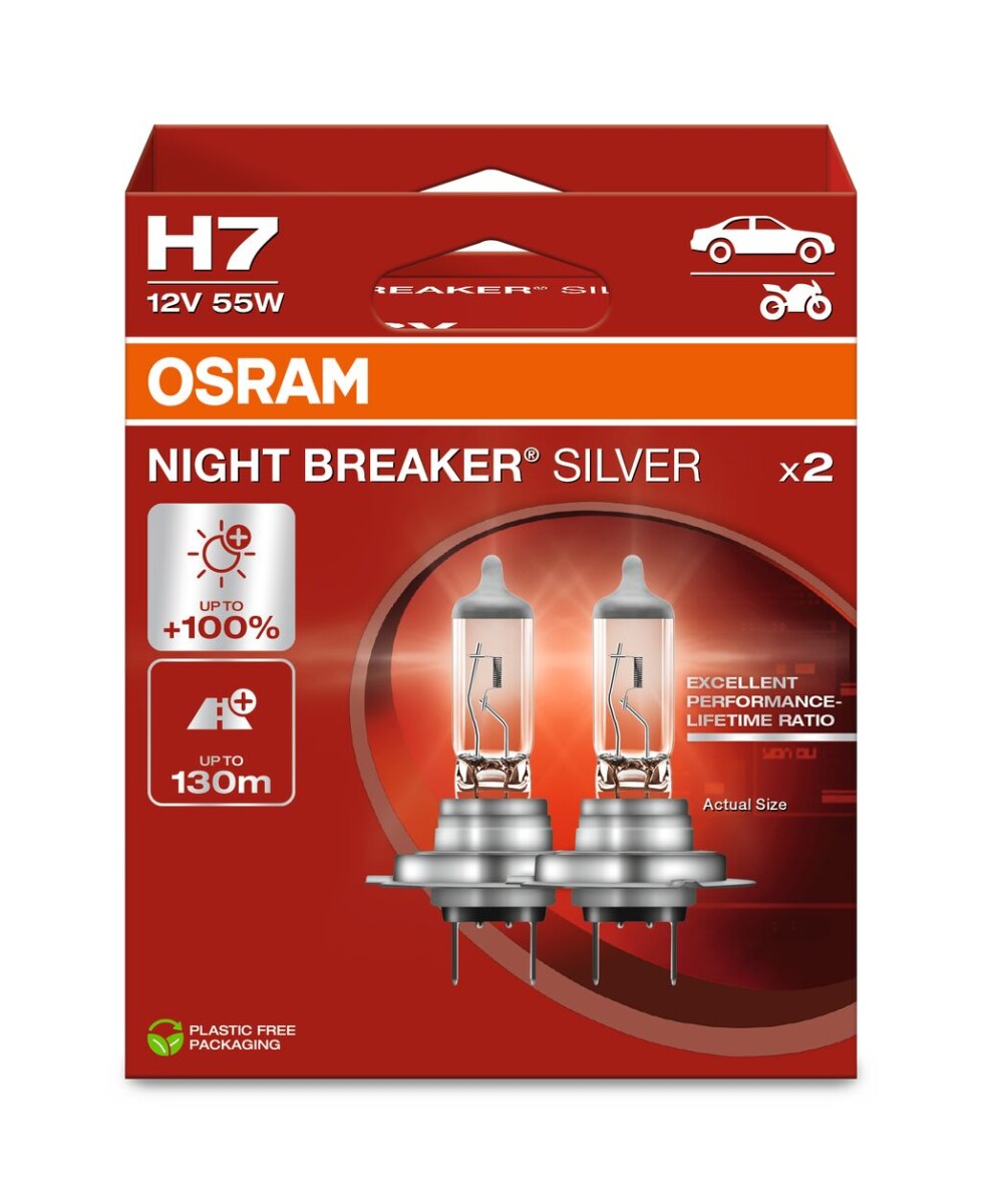 OSRAM 64210NBS-2HB - H7 12V 55W PX26d NIGHT BREAKER SILVER +100% 2 Stk.
