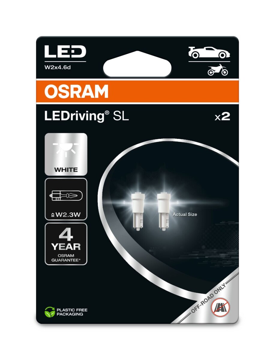 OSRAM 2723DWP-2BL - LEDriving SL ~W2.3W W2x4.6d 0.25W 12V 6000K 25 lm White 2Stk.