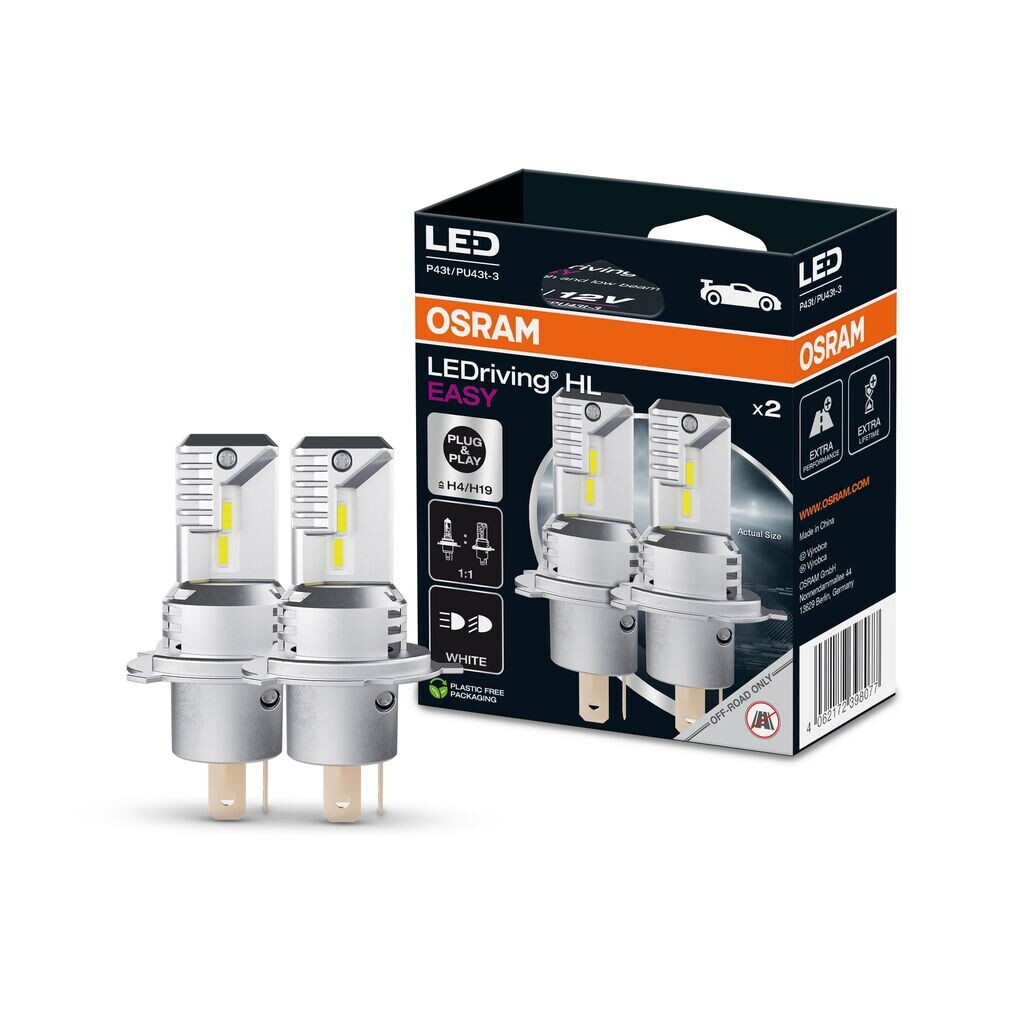 OSRAM 64193DWESY-2HB - LEDriving HL EASY H4/H19 12V 18.7W/19W P43t/PU43t-3 6500K White 2Stk.