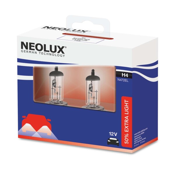 NEOLUX N472EL-SCB - H4 12V 60/55W P43t Extra Light +50% 2 St.