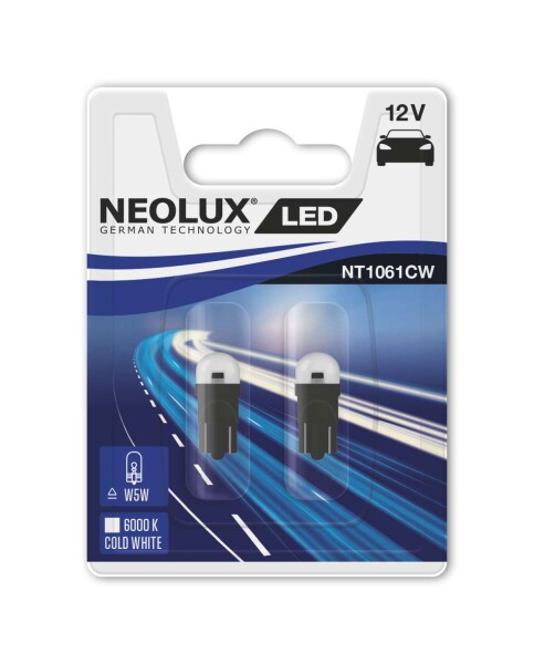 NEOLUX NT1061CW-02B - LED W5W 12V 0,5W W2,1x9,5d 6000K Bright White Blister 2 St.