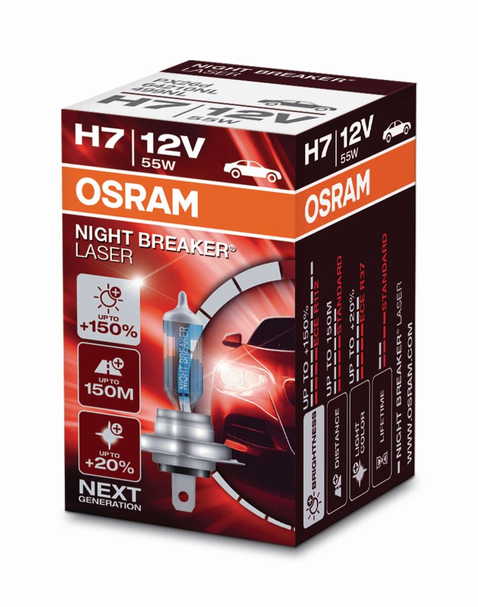 OSRAM 64210NL - H7 12V 55W PX26d NIGHT BREAKER LASER +150% mehr Helligkeit 1 st.
