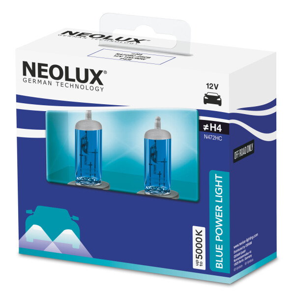 NEOLUX N472HC-2SCB - H4 12V 100/90W P43T Blue Power Light N472HC 2 St.