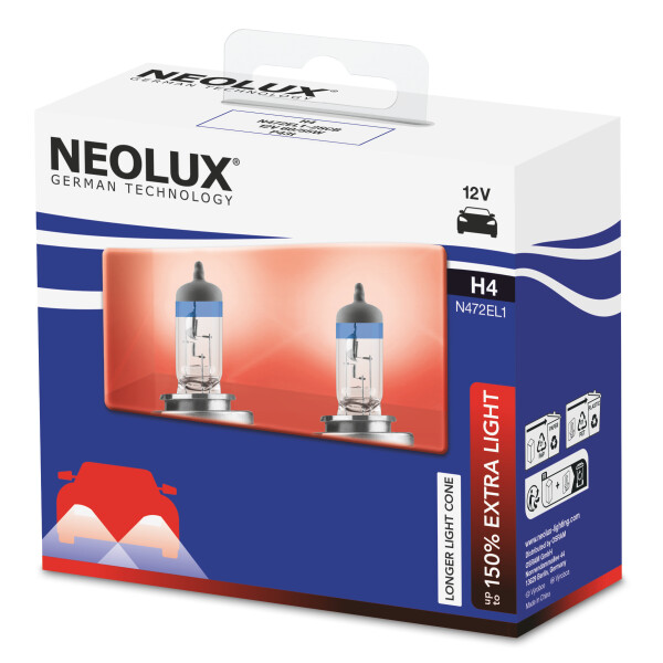 NEOLUX N472EL1-2SCB - H4 12V 60/55W P43t Extra Light +150% 2 St.