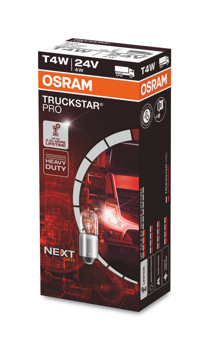 Osram TRUCKSTAR PRO T4W, 24V, Einzellampe - 3930TSP