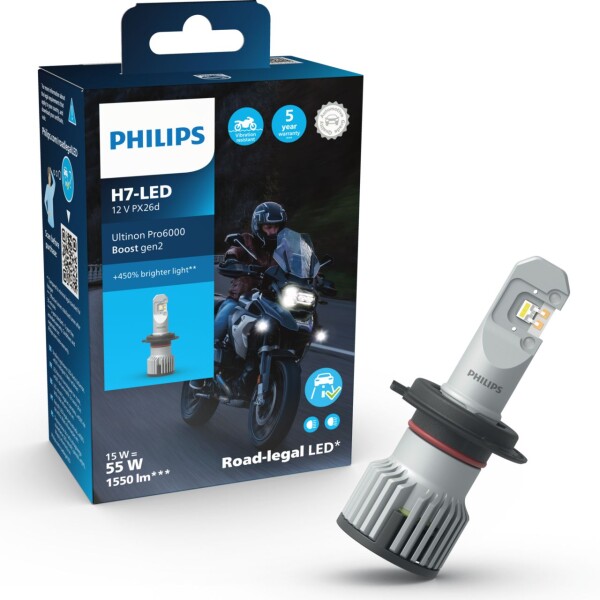 PHILIPS 11972U60B2X1 - LED H7 12/24 16W Ultinon Pro6000 Boost Gen2 +450% mit Straßenzul. 1St.