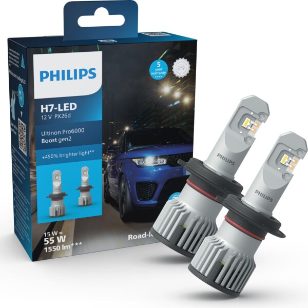 PHILIPS 11972U60B2X2 - LED H7 12/24 16W Ultinon Pro6000 Boost Gen2 +450% mit Straßenzul. 2St.