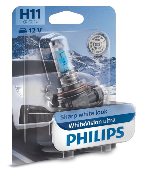 H11 12V 55W PGJ19-2 WhiteVision Ultra 1St. Philips