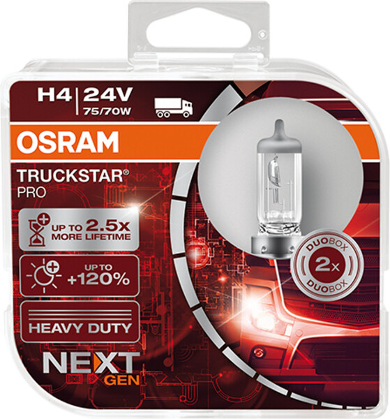 Osram  TRUCKSTAR® PRO H4, Halogen 24V, DUOBOX - 64196TSP-HCB