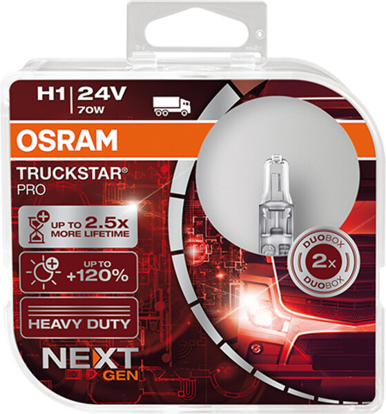 Osram  TRUCKSTAR® PRO H1, Halogen 24V, DUOBOX - 64155TSP-HCB