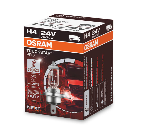 Osram  TRUCKSTAR® PRO H4, Halogen 24V, 1er Faltschachtel - 64196TSP