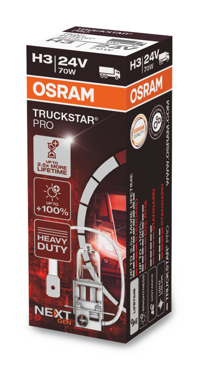 Osram TRUCKSTAR PRO H3, Halogen 24V, 1er Faltschachtel - 64156TSP