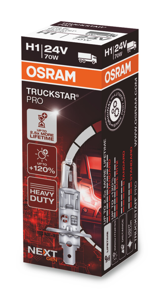 Osram TRUCKSTAR PRO H1, Halogen 24V, 1er Faltschachtel - 64155TSP