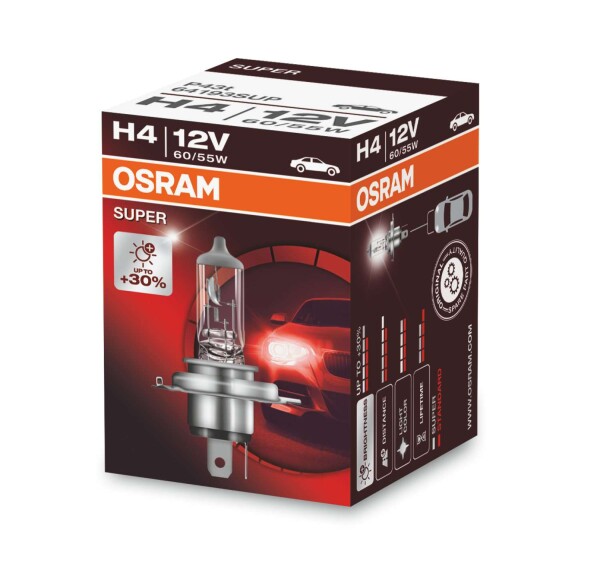 Osram SUPER H4, Halogen 12V, 1er Faltschachtel - 64193SUP